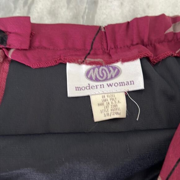 Vtg MW Modern Woman Size 18 20W Wine Red Print Flocked 2 Pc Maxi Skirt Blouse - Picture 11 of 15